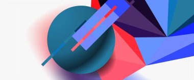 Moda 3d geometrik kompozisyon, iş veya teknoloji sunumu için tasarım şablonu, İnternet posteri veya web broşürü kapağı