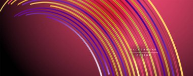 Soyut renkli çizgiler vektör arkaplanı. İnternet, büyük veri ve teknoloji bağlantıları kavramı, soyut şablon