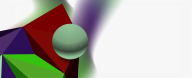 Moda 3d geometrik kompozisyon, iş veya teknoloji sunumu için tasarım şablonu, İnternet posteri veya web broşürü kapağı