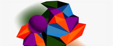 Moda 3d geometrik kompozisyon, iş veya teknoloji sunumu için tasarım şablonu, İnternet posteri veya web broşürü kapağı