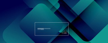 Kare şekiller geometrik soyut arkaplan. Üç boyutlu gölge efektleri ve sıvı eğimleri. Modern çakışma biçimleri