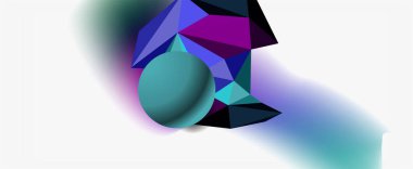 Moda 3d geometrik kompozisyon, iş veya teknoloji sunumu için tasarım şablonu, İnternet posteri veya web broşürü kapağı