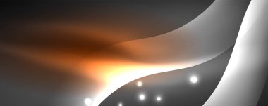 Parlak neon dalgalar, ışık çizgileri soyut arkaplan. Sihirli enerji ve hareket konsepti. Vektör duvar kağıdı şablonu