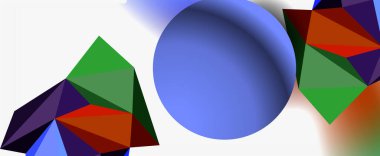 Moda 3d geometrik kompozisyon, iş veya teknoloji sunumu için tasarım şablonu, İnternet posteri veya web broşürü kapağı