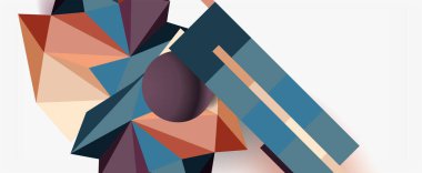 Moda 3d geometrik kompozisyon, iş veya teknoloji sunumu için tasarım şablonu, İnternet posteri veya web broşürü kapağı