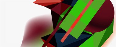 Moda 3d geometrik kompozisyon, iş veya teknoloji sunumu için tasarım şablonu, İnternet posteri veya web broşürü kapağı