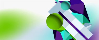 Moda 3d geometrik kompozisyon, iş veya teknoloji sunumu için tasarım şablonu, İnternet posteri veya web broşürü kapağı