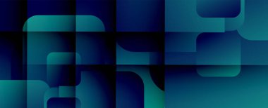 Kare şekiller geometrik soyut arkaplan. Üç boyutlu gölge efektleri ve sıvı eğimleri. Modern çakışma biçimleri