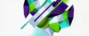 Moda 3d geometrik kompozisyon, iş veya teknoloji sunumu için tasarım şablonu, İnternet posteri veya web broşürü kapağı