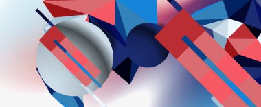 Moda 3d geometrik kompozisyon, iş veya teknoloji sunumu için tasarım şablonu, İnternet posteri veya web broşürü kapağı