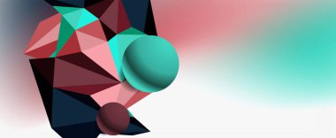 Moda 3d geometrik kompozisyon, iş veya teknoloji sunumu için tasarım şablonu, İnternet posteri veya web broşürü kapağı