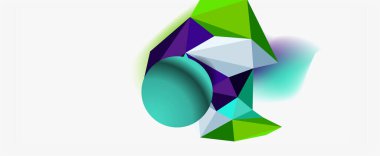 Moda 3d geometrik kompozisyon, iş veya teknoloji sunumu için tasarım şablonu, İnternet posteri veya web broşürü kapağı