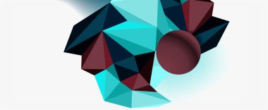 Moda 3d geometrik kompozisyon, iş veya teknoloji sunumu için tasarım şablonu, İnternet posteri veya web broşürü kapağı