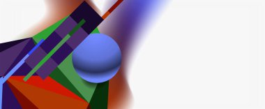 Moda 3d geometrik kompozisyon, iş veya teknoloji sunumu için tasarım şablonu, İnternet posteri veya web broşürü kapağı