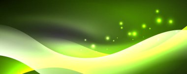 Parlak neon dalgalar, ışık çizgileri soyut arkaplan. Sihirli enerji ve hareket konsepti. Vektör duvar kağıdı şablonu