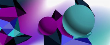 Moda 3d geometrik kompozisyon, iş veya teknoloji sunumu için tasarım şablonu, İnternet posteri veya web broşürü kapağı