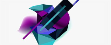 Moda 3d geometrik kompozisyon, iş veya teknoloji sunumu için tasarım şablonu, İnternet posteri veya web broşürü kapağı