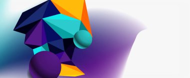 Moda 3d geometrik kompozisyon, iş veya teknoloji sunumu için tasarım şablonu, İnternet posteri veya web broşürü kapağı