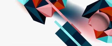 Moda 3d geometrik kompozisyon, iş veya teknoloji sunumu için tasarım şablonu, İnternet posteri veya web broşürü kapağı