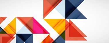 Geometrik soyut arkaplan. Tekno renk üçgen şekilleri. Kapaklar, afişler, el ilanları ve posterler ve diğer tasarımlar için vektör illüstrasyonu