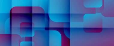 Kare şekiller geometrik soyut arkaplan. Üç boyutlu gölge efektleri ve sıvı eğimleri. Modern çakışma biçimleri