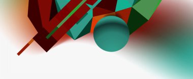 Moda 3d geometrik kompozisyon, iş veya teknoloji sunumu için tasarım şablonu, İnternet posteri veya web broşürü kapağı