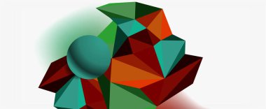 Moda 3d geometrik kompozisyon, iş veya teknoloji sunumu için tasarım şablonu, İnternet posteri veya web broşürü kapağı