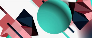 Moda 3d geometrik kompozisyon, iş veya teknoloji sunumu için tasarım şablonu, İnternet posteri veya web broşürü kapağı