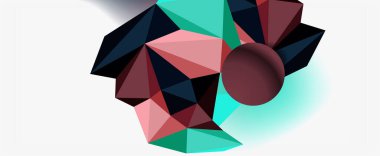 Moda 3d geometrik kompozisyon, iş veya teknoloji sunumu için tasarım şablonu, İnternet posteri veya web broşürü kapağı