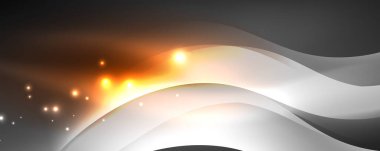 Parlak neon dalgalar, ışık çizgileri soyut arkaplan. Sihirli enerji ve hareket konsepti. Vektör duvar kağıdı şablonu