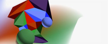 Moda 3d geometrik kompozisyon, iş veya teknoloji sunumu için tasarım şablonu, İnternet posteri veya web broşürü kapağı