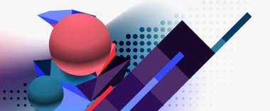 Moda 3d geometrik kompozisyon, iş veya teknoloji sunumu için tasarım şablonu, İnternet posteri veya web broşürü kapağı