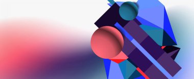 Moda 3d geometrik kompozisyon, iş veya teknoloji sunumu için tasarım şablonu, İnternet posteri veya web broşürü kapağı