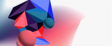 Moda 3d geometrik kompozisyon, iş veya teknoloji sunumu için tasarım şablonu, İnternet posteri veya web broşürü kapağı