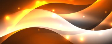 Parlak neon dalgalar, ışık çizgileri soyut arkaplan. Sihirli enerji ve hareket konsepti. Vektör duvar kağıdı şablonu