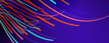 Soyut renkli çizgiler vektör arkaplanı. İnternet, büyük veri ve teknoloji bağlantıları kavramı, soyut şablon