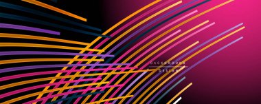 Soyut renkli çizgiler vektör arkaplanı. İnternet, büyük veri ve teknoloji bağlantıları kavramı, soyut şablon