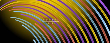 Soyut renkli çizgiler vektör arkaplanı. İnternet, büyük veri ve teknoloji bağlantıları kavramı, soyut şablon