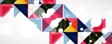 Geometrik soyut arkaplan. Tekno renk üçgen şekilleri. Kapaklar, afişler, el ilanları ve posterler ve diğer tasarımlar için vektör illüstrasyonu
