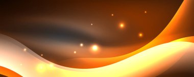 Parlak neon dalgalar, ışık çizgileri soyut arkaplan. Sihirli enerji ve hareket konsepti. Vektör duvar kağıdı şablonu