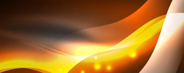 Parlak neon dalgalar, ışık çizgileri soyut arkaplan. Sihirli enerji ve hareket konsepti. Vektör duvar kağıdı şablonu