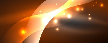 Parlak neon dalgalar, ışık çizgileri soyut arkaplan. Sihirli enerji ve hareket konsepti. Vektör duvar kağıdı şablonu