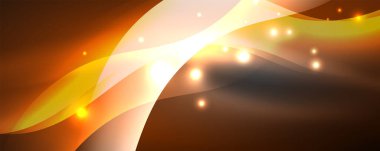 Parlak neon dalgalar, ışık çizgileri soyut arkaplan. Sihirli enerji ve hareket konsepti. Vektör duvar kağıdı şablonu