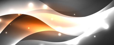 Parlak neon dalgalar, ışık çizgileri soyut arkaplan. Sihirli enerji ve hareket konsepti. Vektör duvar kağıdı şablonu