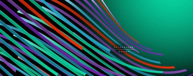 Soyut renkli çizgiler vektör arkaplanı. İnternet, büyük veri ve teknoloji bağlantıları kavramı, soyut şablon