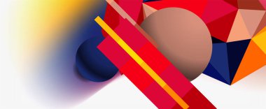 Moda 3d geometrik kompozisyon, iş veya teknoloji sunumu için tasarım şablonu, İnternet posteri veya web broşürü kapağı