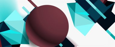 Moda 3d geometrik kompozisyon, iş veya teknoloji sunumu için tasarım şablonu, İnternet posteri veya web broşürü kapağı