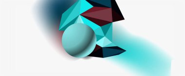 Moda 3d geometrik kompozisyon, iş veya teknoloji sunumu için tasarım şablonu, İnternet posteri veya web broşürü kapağı