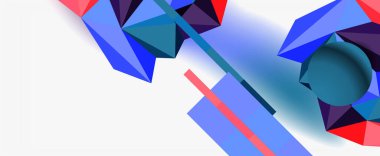 Moda 3d geometrik kompozisyon, iş veya teknoloji sunumu için tasarım şablonu, İnternet posteri veya web broşürü kapağı