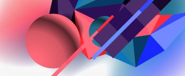 Moda 3d geometrik kompozisyon, iş veya teknoloji sunumu için tasarım şablonu, İnternet posteri veya web broşürü kapağı